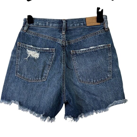 American Eagle Women's 90's Boyfriend Shorts Distressed Dark Wash Size 0 - Picture 7 of 14